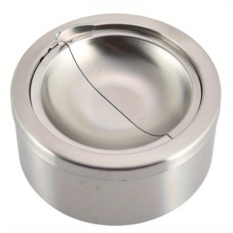 Stainless Steel Windproof Ashtray with Lid Portable Round Outdoor Use
