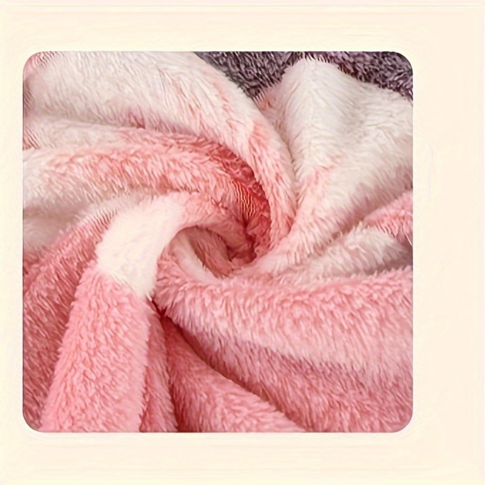 Pink Floral Print Flannel Blanket Soft Cozy Multi-Use for Home Travel Camping