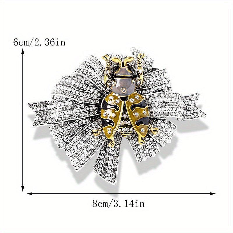 Antique-Inspired Ladybug Brooch with Imitation Pearls and Rhinestones for Women