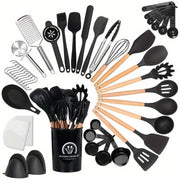 43-Piece Silicone Kitchen Utensil Set Non-Stick Heat Resistant Tools with Stainless Steel Handles