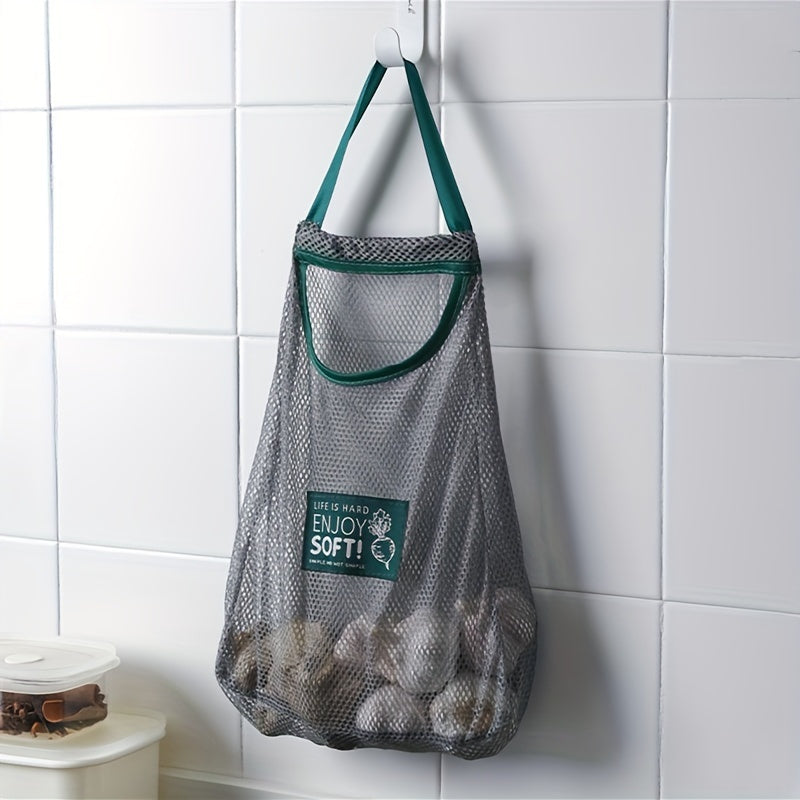 Mesh Kitchen Storage Bag Wall Mountable Breathable Reusable Grocery Organizer
