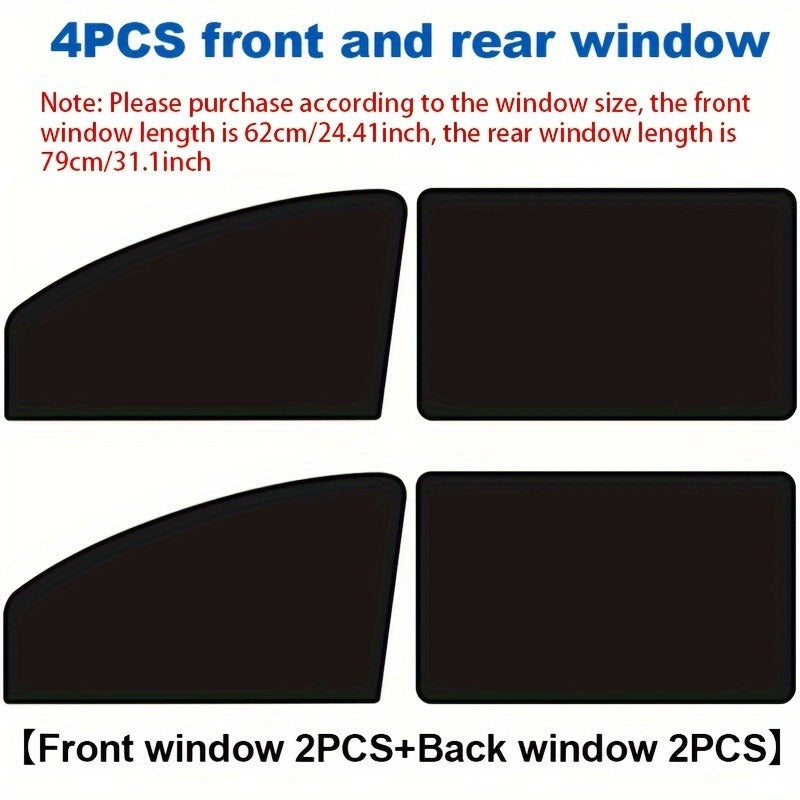 Car Sun Shades 4 Pack Magnetic Polyester UV Heat-Resistant Privacy