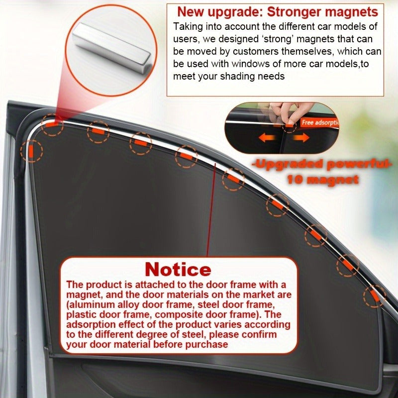Car Sun Shades 4 Pack Magnetic Polyester UV Heat-Resistant Privacy