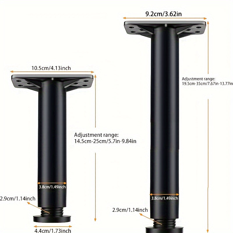 Adjustable Steel Support Legs for Bed Frames, Sofas, Tables – Heavy Duty