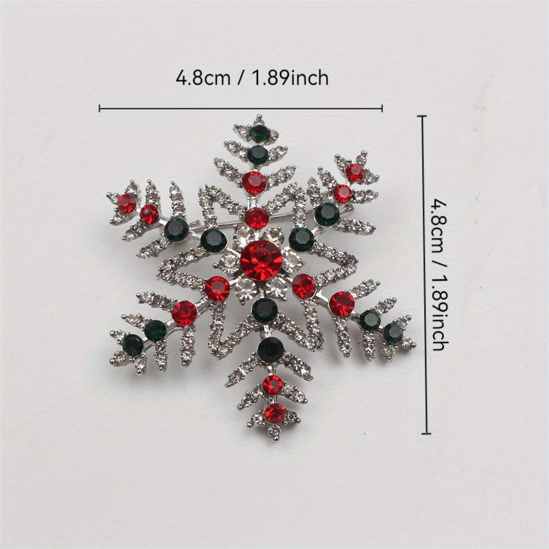 Luxury Rhinestone Snowflake Brooch Pin for Women Party Dress Accessories