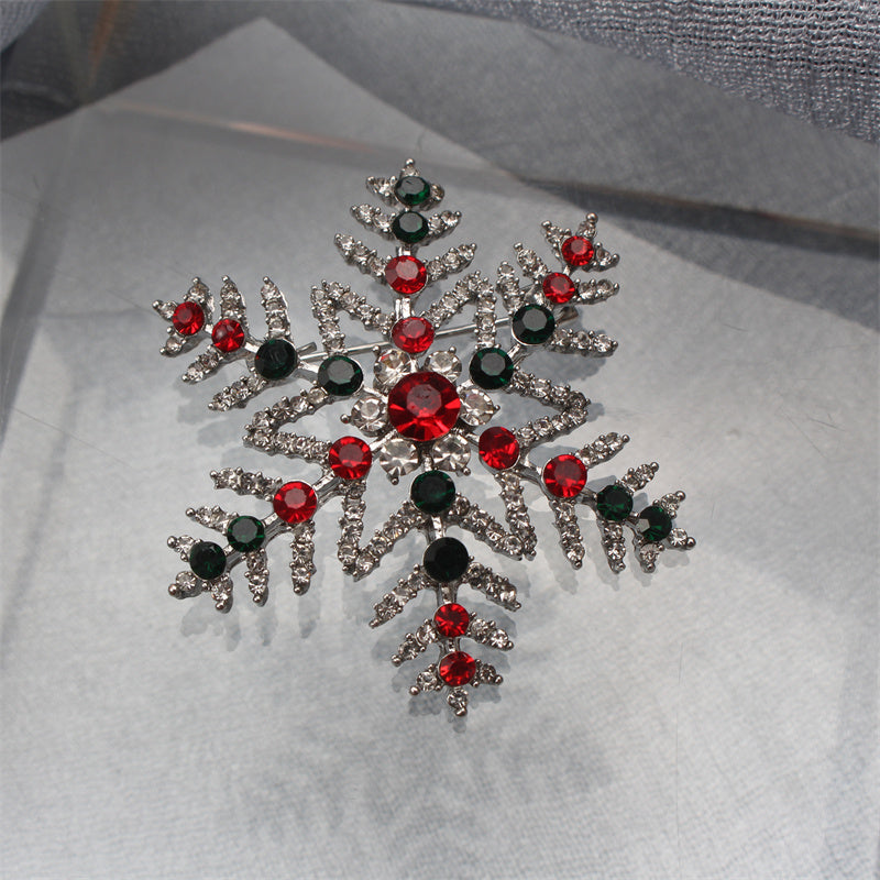 Luxury Rhinestone Snowflake Brooch Pin for Women Party Dress Accessories