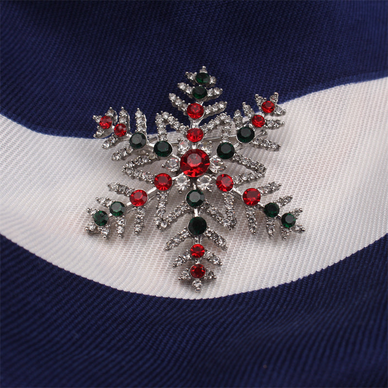 Luxury Rhinestone Snowflake Brooch Pin for Women Party Dress Accessories