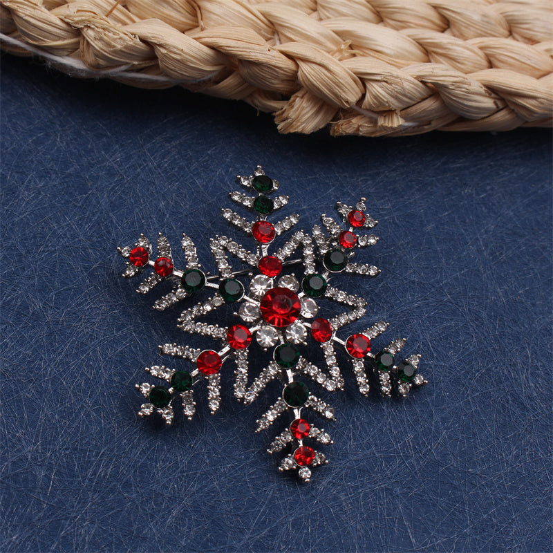 Luxury Rhinestone Snowflake Brooch Pin for Women Party Dress Accessories