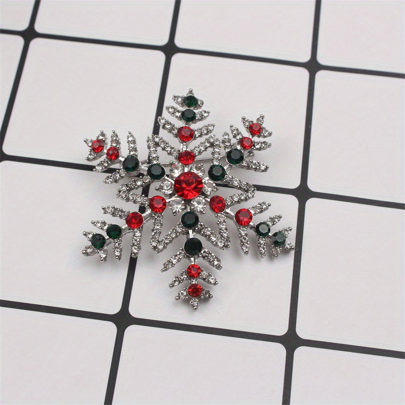 Luxury Rhinestone Snowflake Brooch Pin for Women Party Dress Accessories