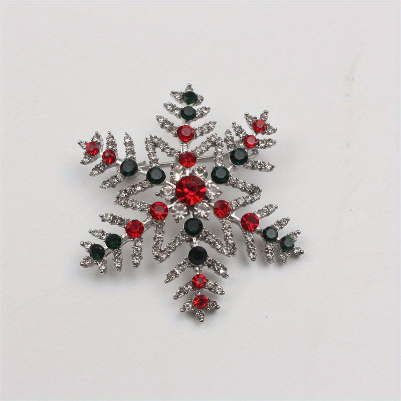 Luxury Rhinestone Snowflake Brooch Pin for Women Party Dress Accessories