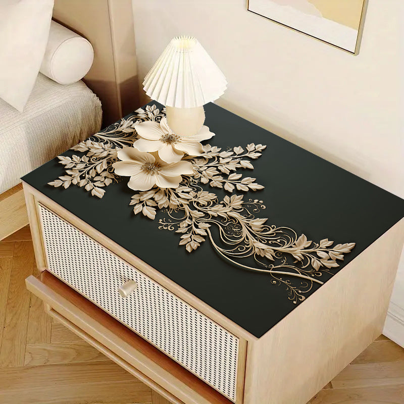 Floral Polyester Dish Drying Mat for Kitchen Countertop Microwave and Washing Machine Use