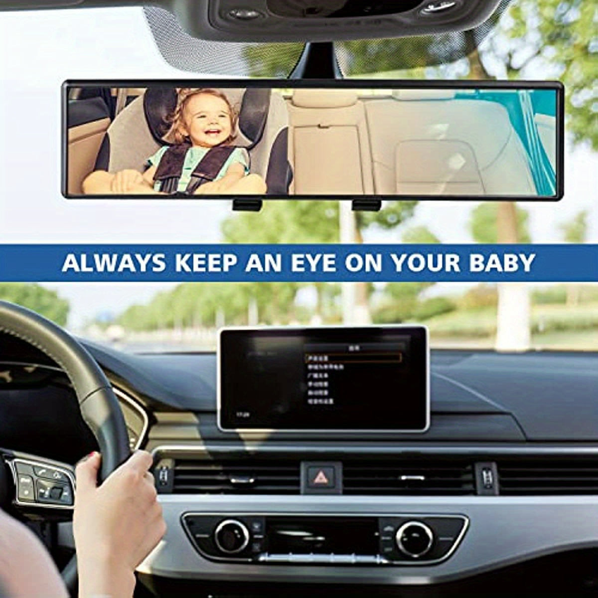 Wide-Angle Rearview Mirror for Cars Anti-Glare Easy Install SUV Truck