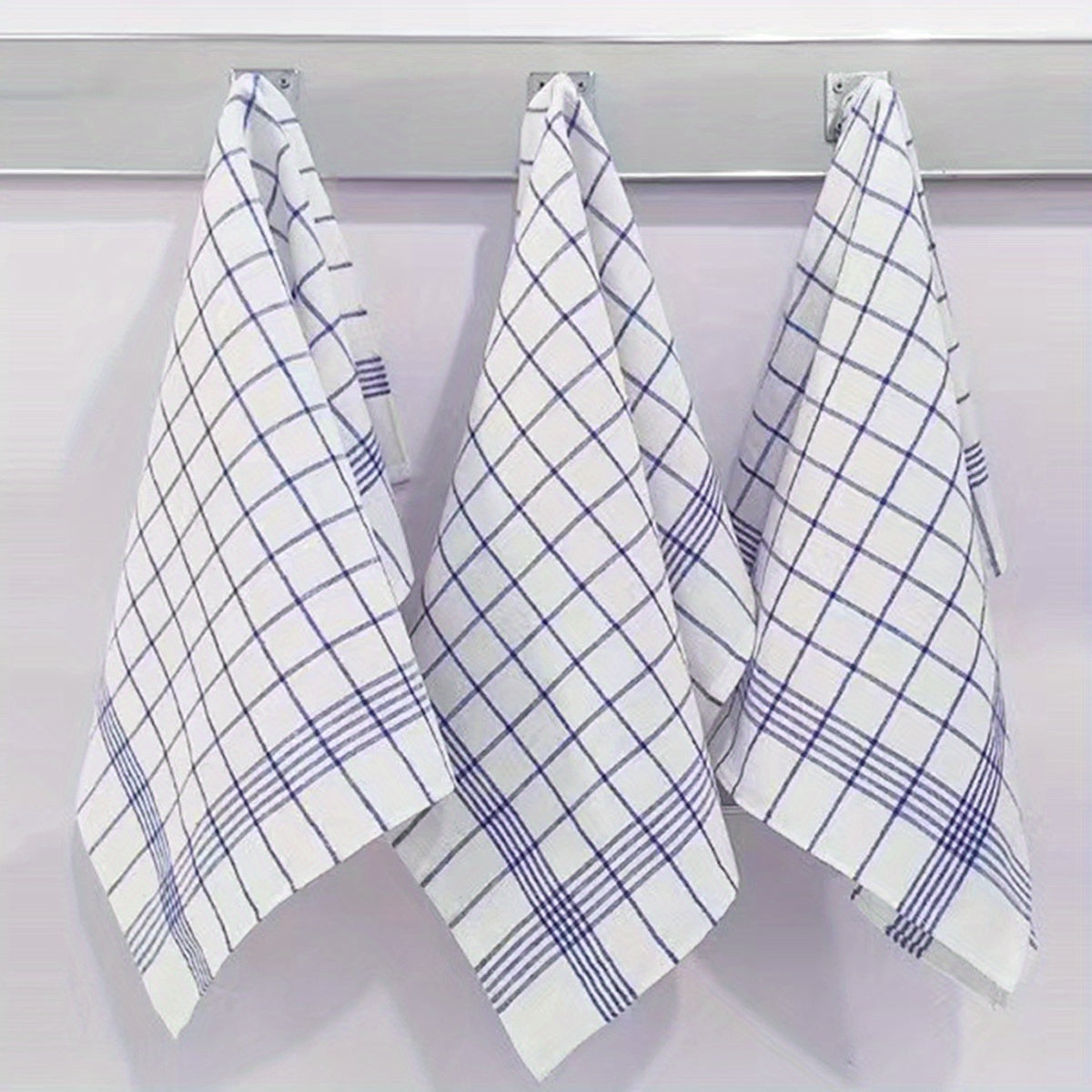 Paxta oshxona sochiqlari 3/6/12 dona, ko‘k, qizil, tekis va chiziqli, to‘g‘r shakldagi idish sochiqlari