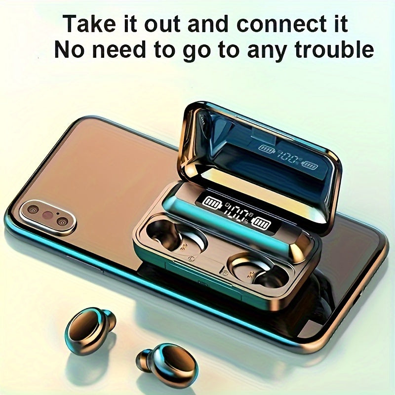 Wireless In-Ear Earphones with HiFi Stereo Sound Noise Cancellation Touch Controls HD Microphone Charging Case