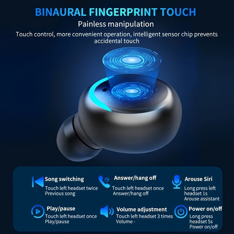 Wireless In-Ear Earphones with HiFi Stereo Sound Noise Cancellation Touch Controls HD Microphone Charging Case