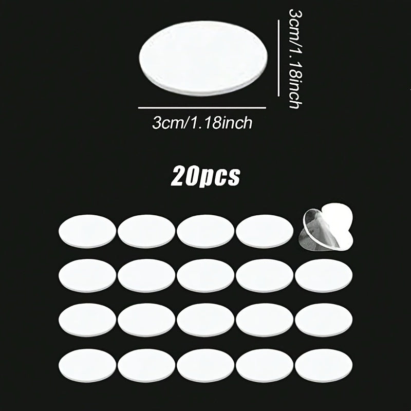 20pcs Clear Double-Sided Adhesive Stickers for Cars 3cm Diameter Acrylic Tape