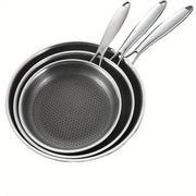 304 Stainless Steel Skillet with Non-Stick Honeycomb Coating for Eggs and Steaks