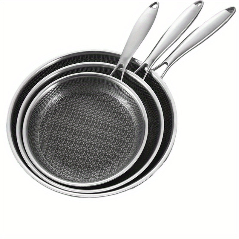 304 Stainless Steel Skillet with Non-Stick Honeycomb Coating for Eggs and Steaks