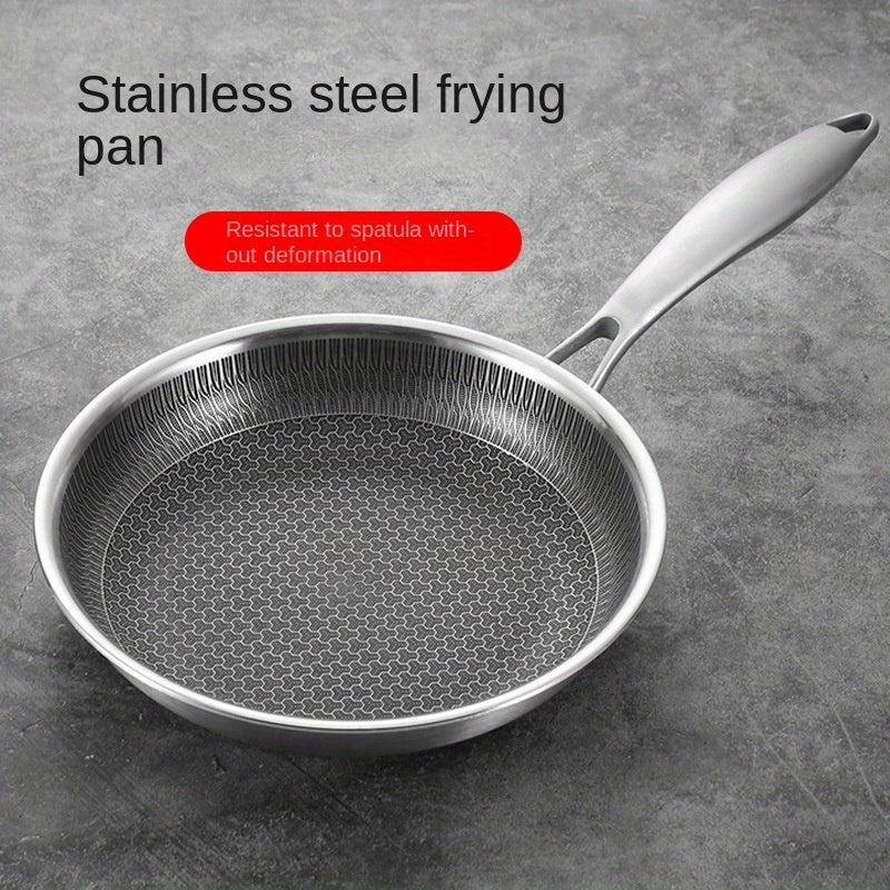 304 Stainless Steel Skillet with Non-Stick Honeycomb Coating for Eggs and Steaks