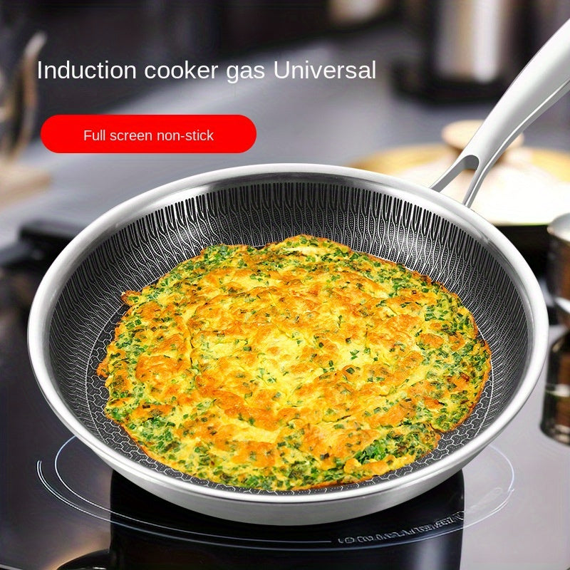304 Stainless Steel Skillet with Non-Stick Honeycomb Coating for Eggs and Steaks