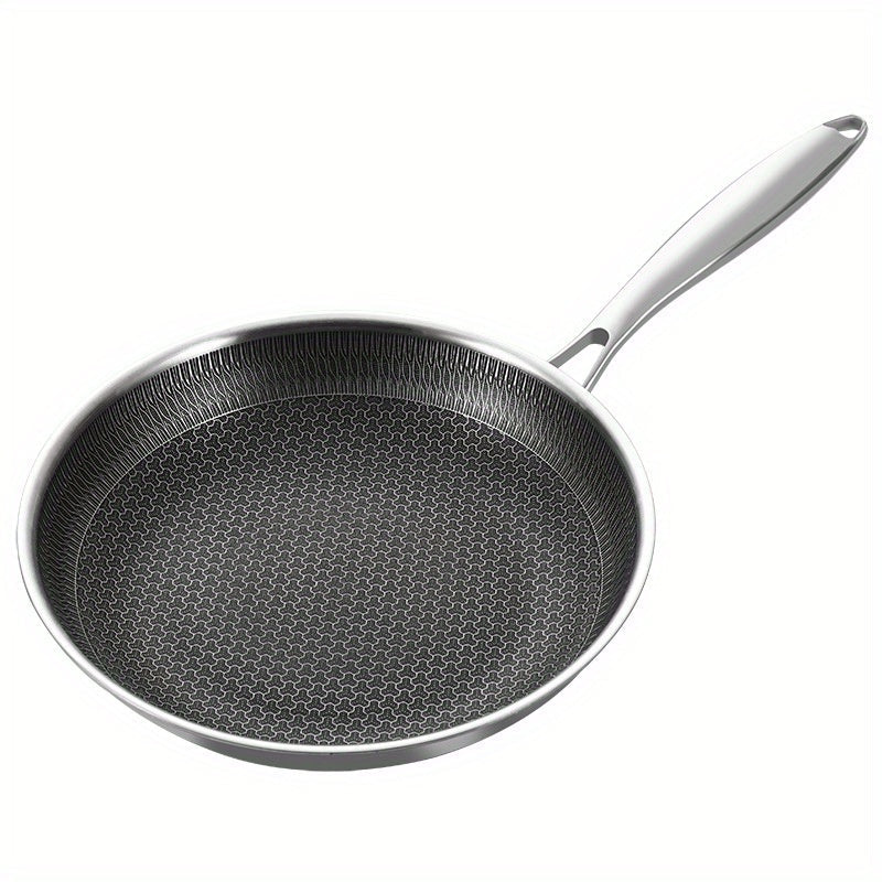 304 Stainless Steel Skillet with Non-Stick Honeycomb Coating for Eggs and Steaks