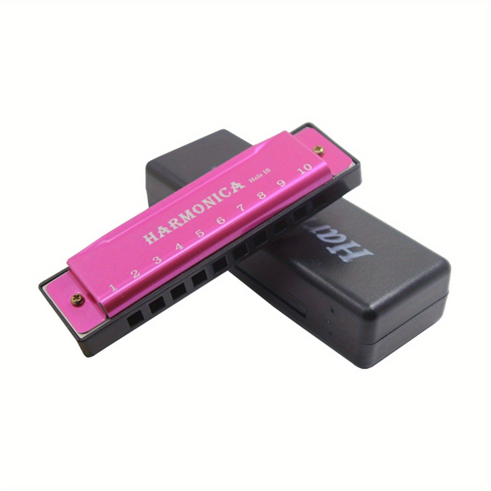 Black 10-Hole Harmonica Polished Metal and Resin for Beginners and Gifting