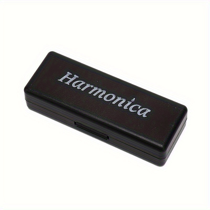 Black 10-Hole Harmonica Polished Metal and Resin for Beginners and Gifting