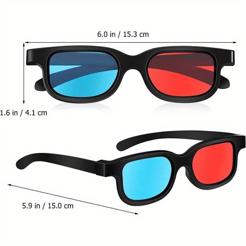 Set of 10 Cartoon 3D Glasses with Red and Blue Lenses Sports Style ABS Resin