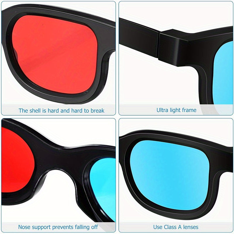 Set of 10 Cartoon 3D Glasses with Red and Blue Lenses Sports Style ABS Resin