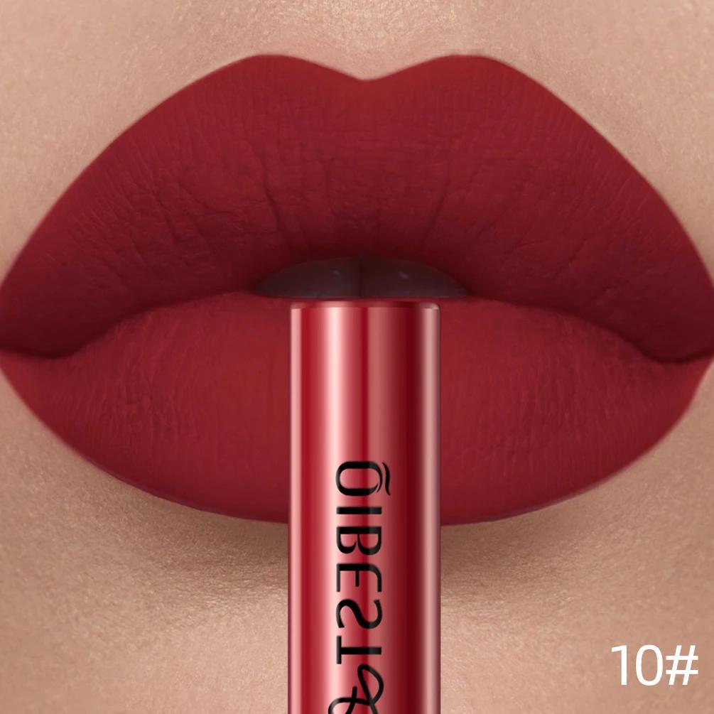 Brillo de labios mate de terciopelo para mujer, a prueba de agua, de larga duración, nude rojo, 24 colores