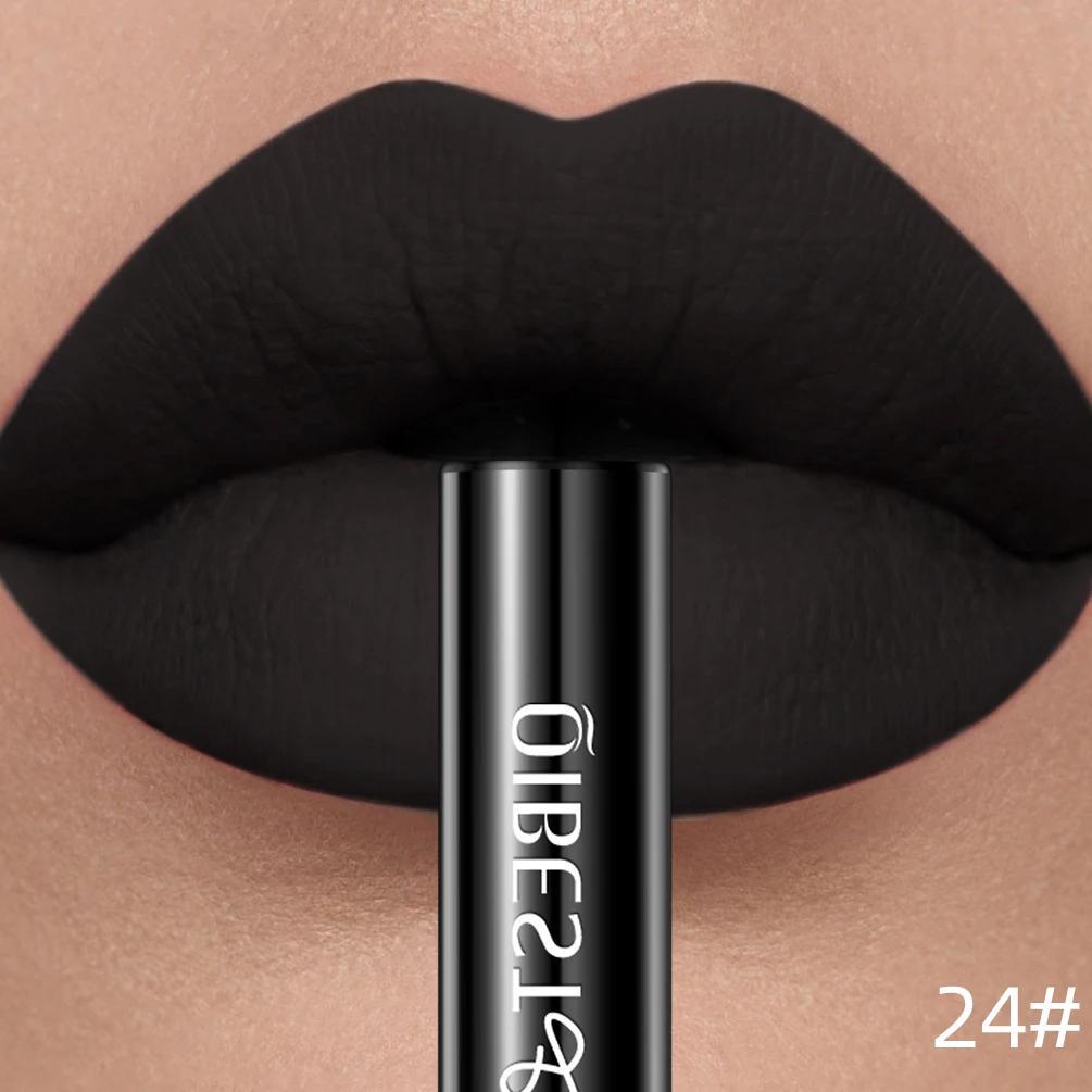 Brillo de labios mate de terciopelo para mujer, a prueba de agua, de larga duración, nude rojo, 24 colores