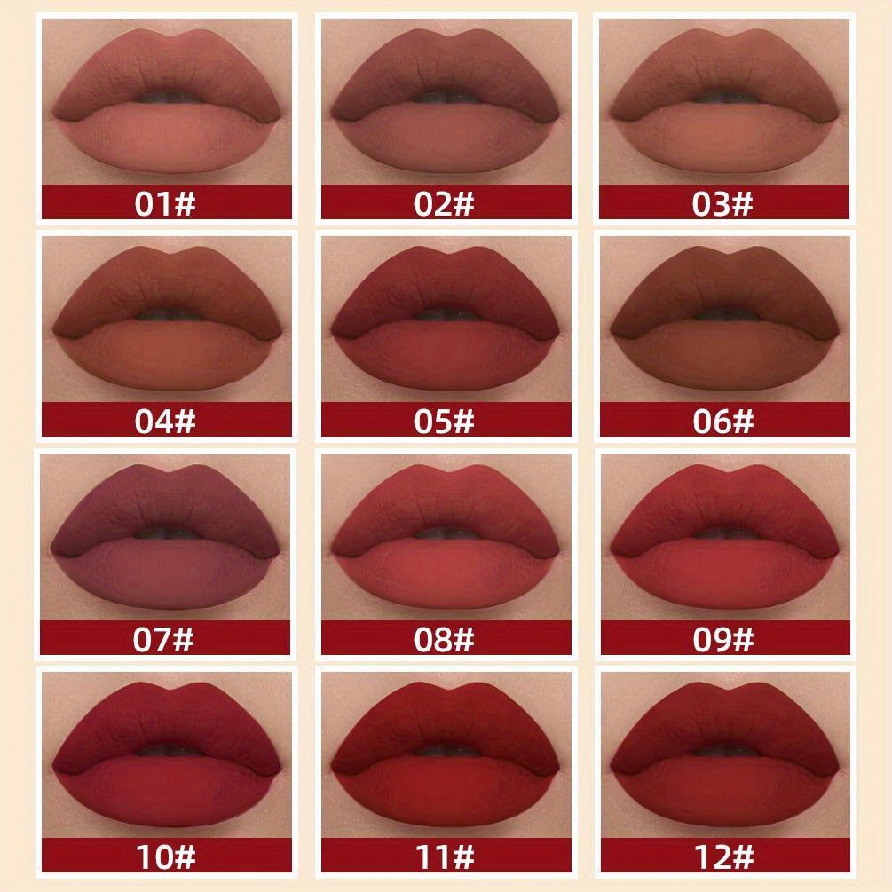 Brillo de labios mate de terciopelo para mujer, a prueba de agua, de larga duración, nude rojo, 24 colores