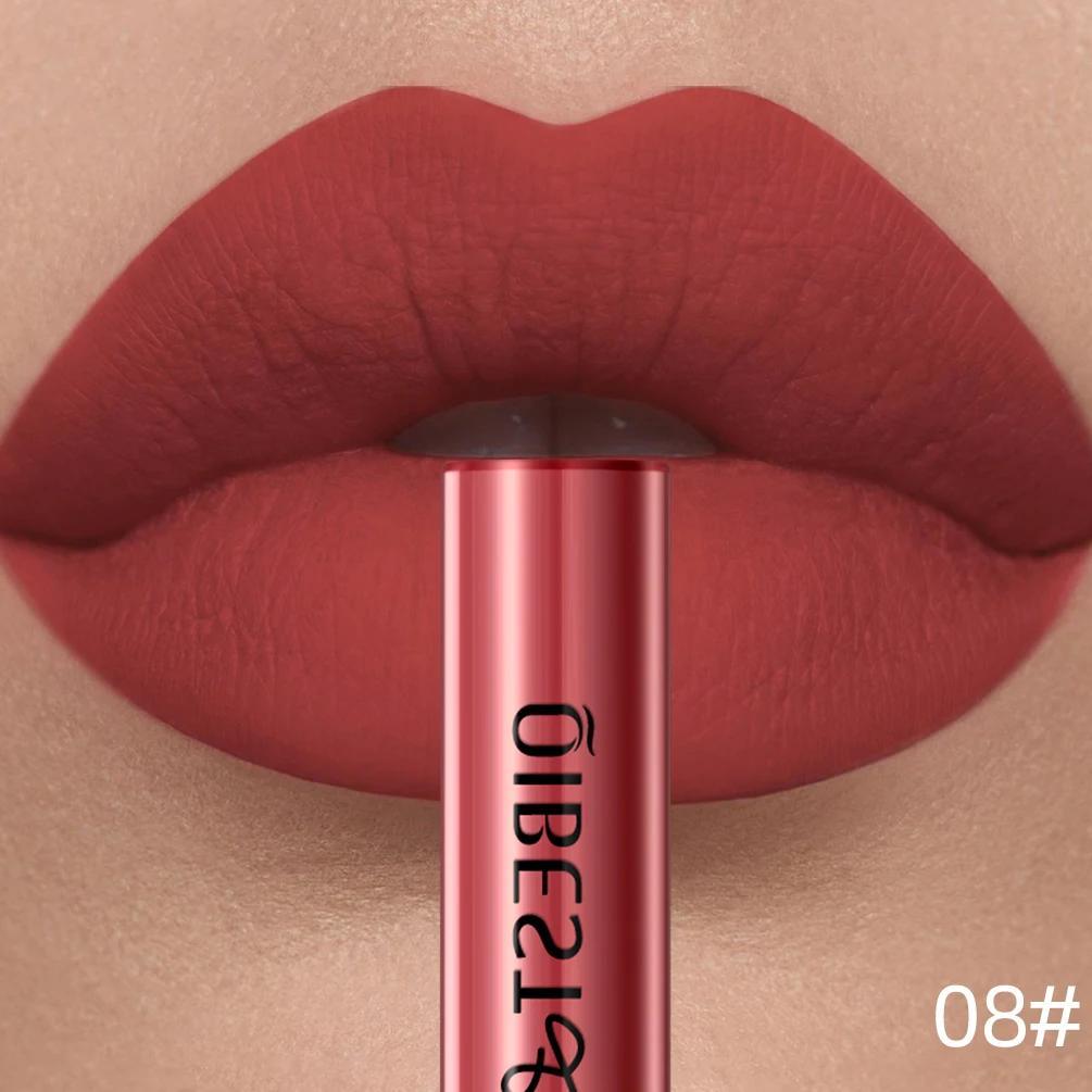 Brillo de labios mate de terciopelo para mujer, a prueba de agua, de larga duración, nude rojo, 24 colores