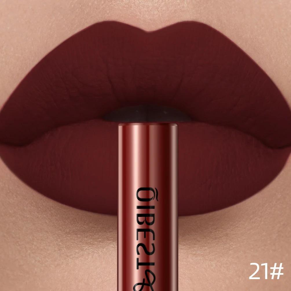 Brillo de labios mate de terciopelo para mujer, a prueba de agua, de larga duración, nude rojo, 24 colores