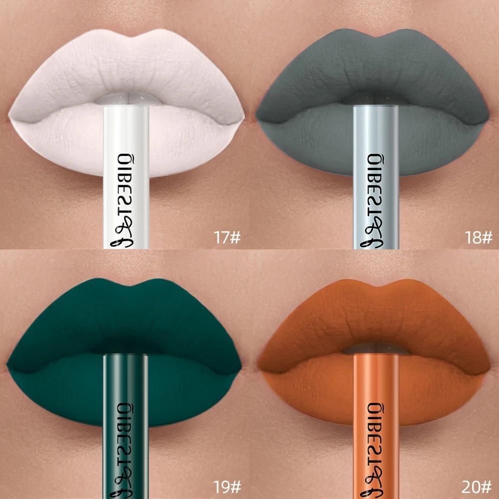 Brillo de labios mate de terciopelo para mujer, a prueba de agua, de larga duración, nude rojo, 24 colores