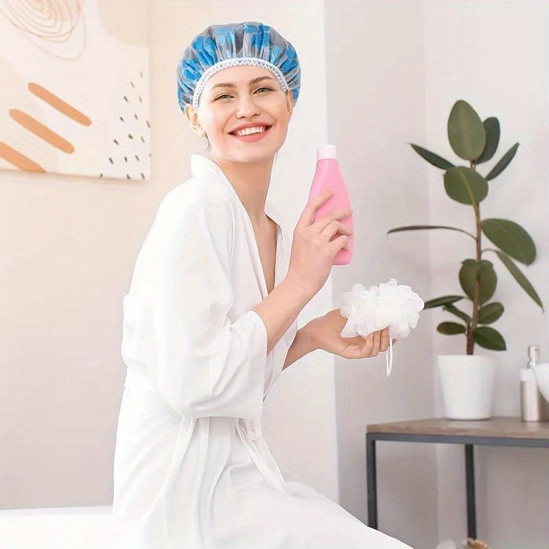 2 водонепроницаемые шапочки для душа для женщин, изготовленные из прочного ПВХ, устойчивые к маслам и парам, идеальны для использования в спа и салонах.