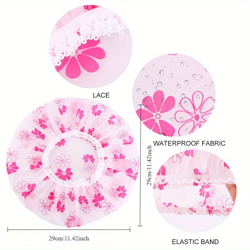 Women Waterproof Shower Caps PVC Durable Oil Fume Resistant Spa Salon Use Pair