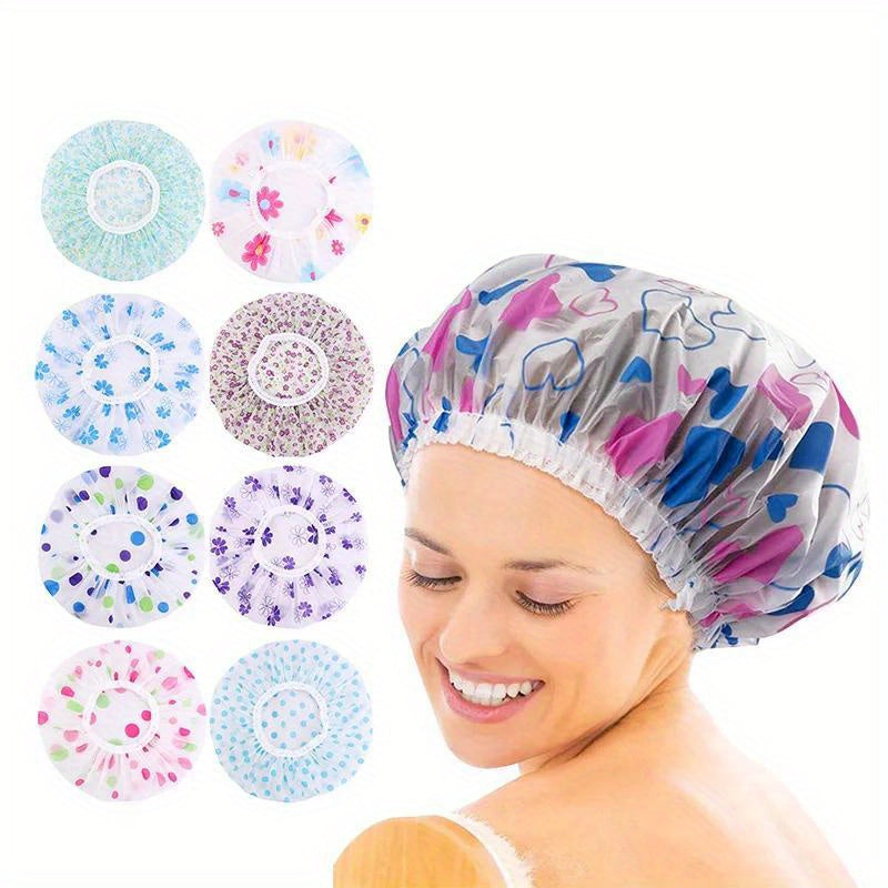 Women Waterproof Shower Caps PVC Durable Oil Fume Resistant Spa Salon Use Pair
