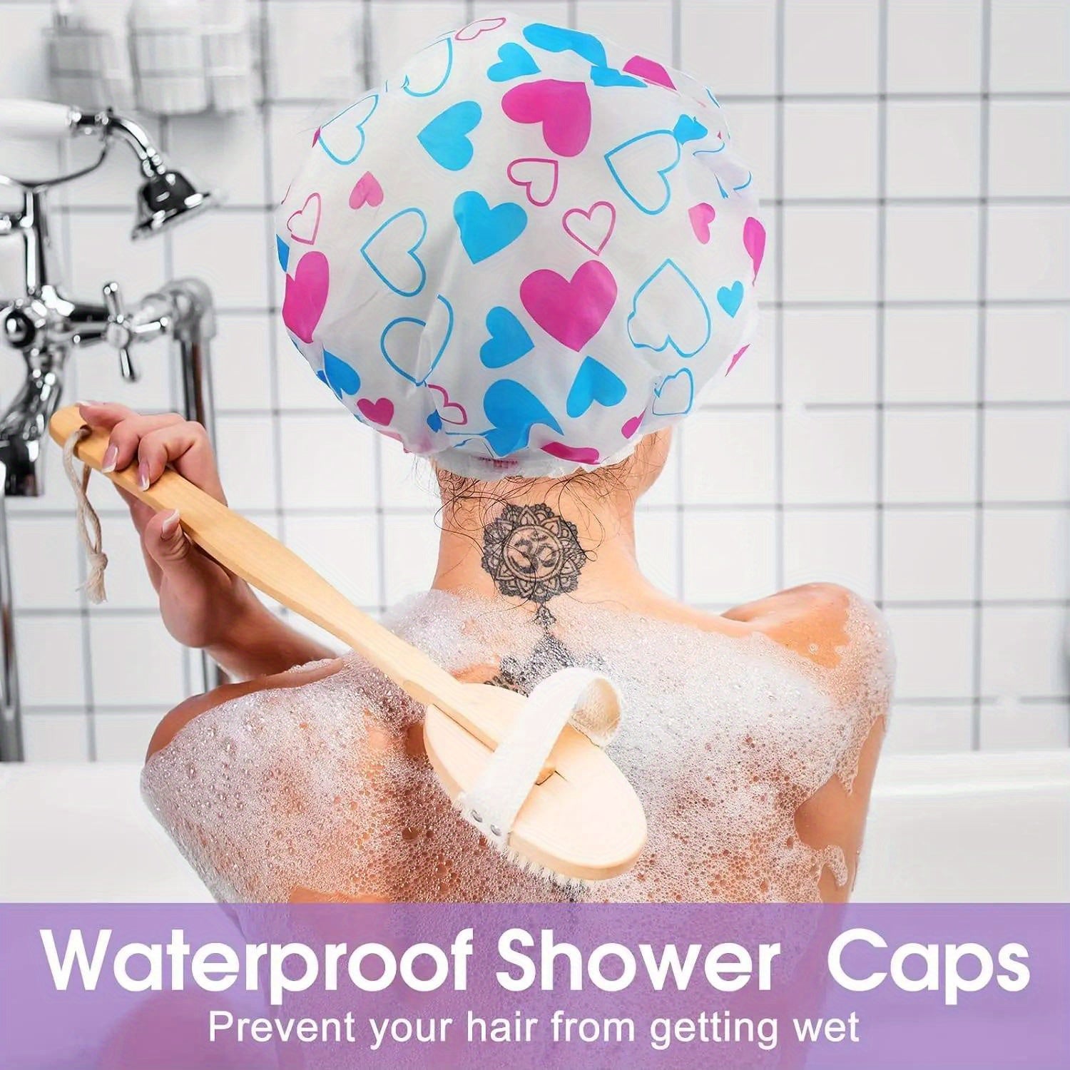 2 водонепроницаемые шапочки для душа для женщин, изготовленные из прочного ПВХ, устойчивые к маслам и парам, идеальны для использования в спа и салонах.