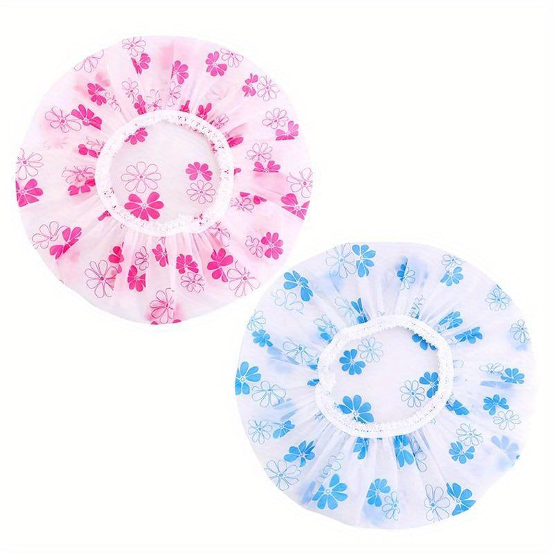 2 водонепроницаемые шапочки для душа для женщин, изготовленные из прочного ПВХ, устойчивые к маслам и парам, идеальны для использования в спа и салонах.