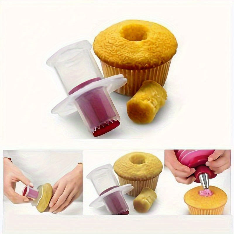 Reusable Cupcake Corer and Filler Tool White Red Serrated Edge Baking Accessory