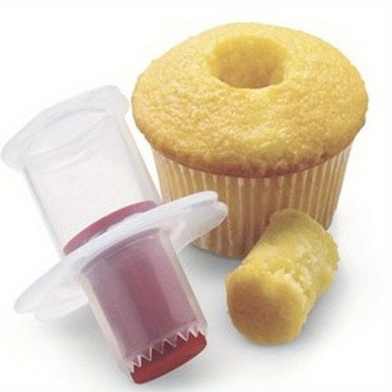 Reusable Cupcake Corer and Filler Tool White Red Serrated Edge Baking Accessory