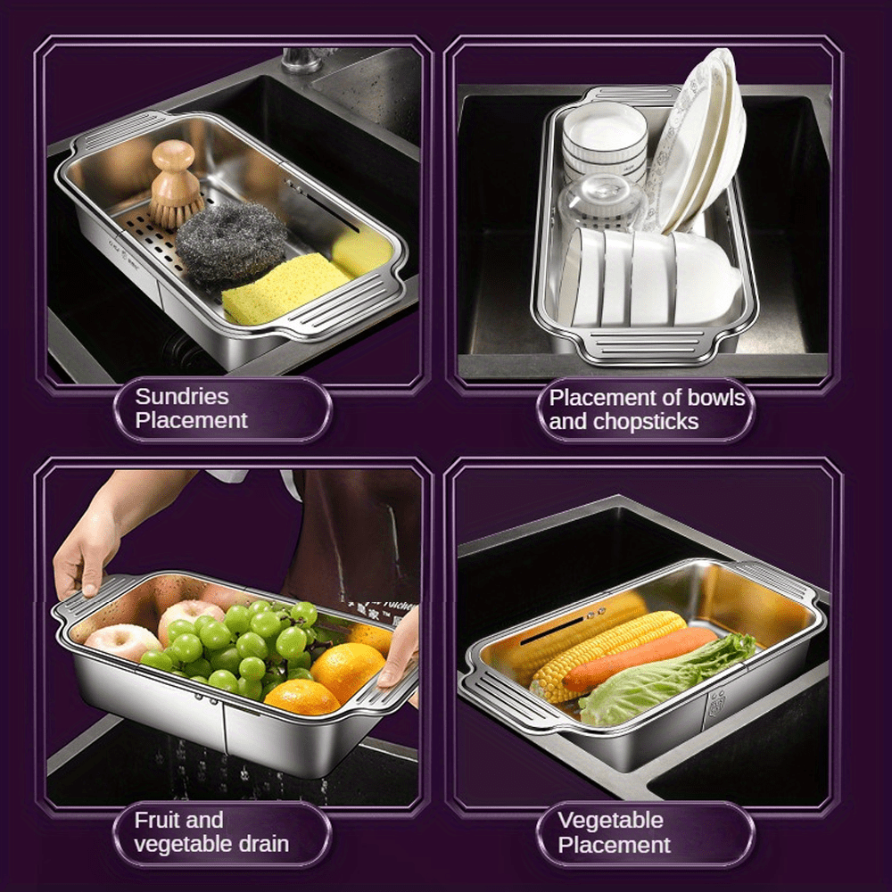 Stainless Steel Sink Colander Basket for Fruits Vegetables Pasta Straining