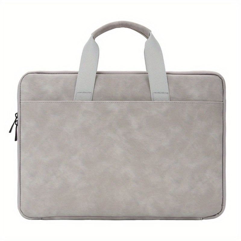 Gray PU Leather Laptop Bag for 13-16 Inch Computers with Organized Compartments
