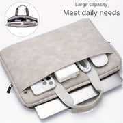 Gray PU Leather Laptop Bag for 13-16 Inch Computers with Organized Compartments