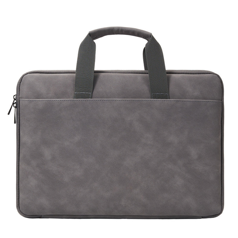Gray PU Leather Laptop Bag for 13-16 Inch Computers with Organized Compartments