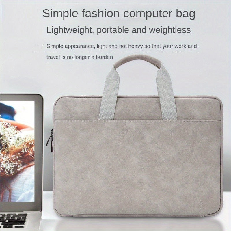 Gray PU Leather Laptop Bag for 13-16 Inch Computers with Organized Compartments