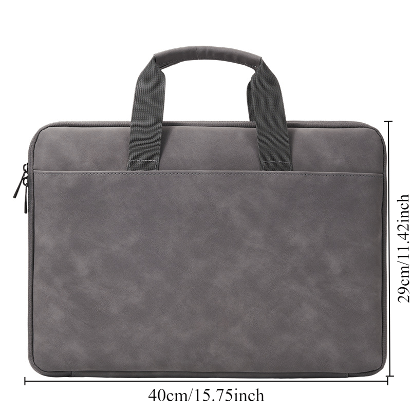 Gray PU Leather Laptop Bag for 13-16 Inch Computers with Organized Compartments