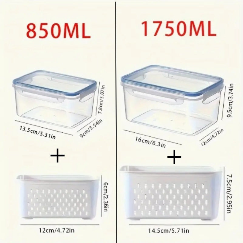 4-Piece Refrigerator Storage Bins Set Leak-Proof Airtight Food Safe