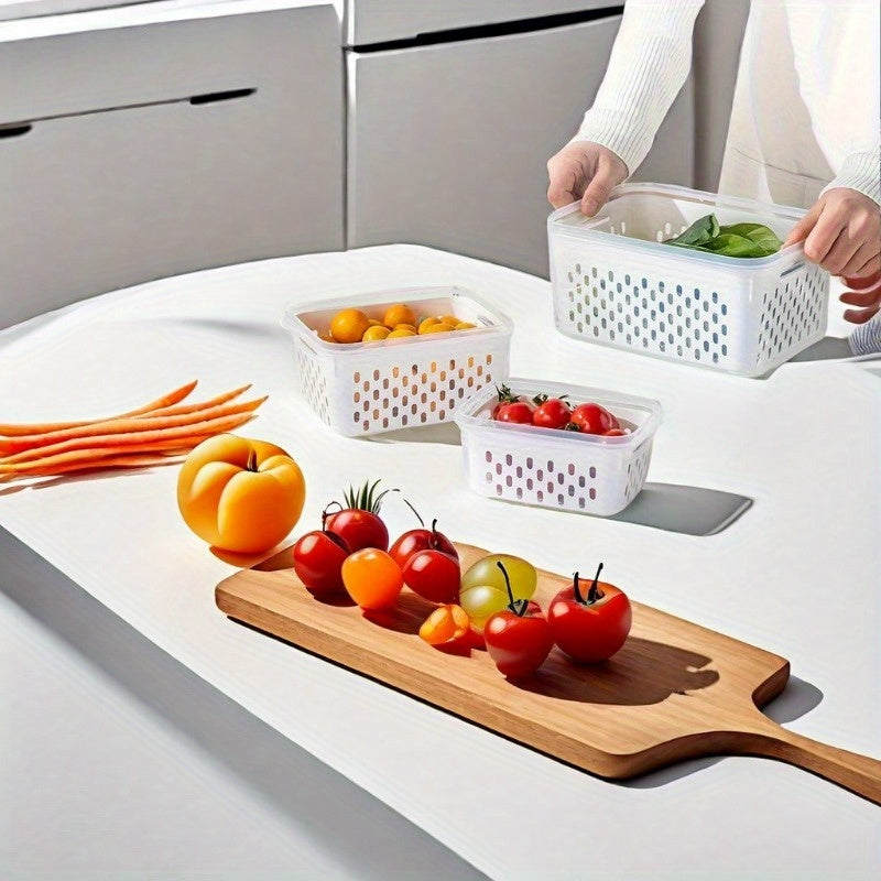 4-Piece Refrigerator Storage Bins Set Leak-Proof Airtight Food Safe